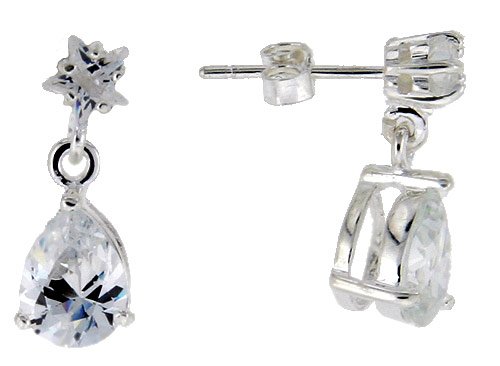 Sterling Silver   Cubic Zirconia Dangle Earrings