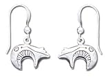Solid Sterling Silver Heartline Bears Southwest Earrings