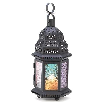 Gifts & Decor Iron Glass Magic Rainbow Candle Holder Hanging Lantern