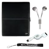 Apple Ipad Tablet ( 3G , wifi , WiFi + 3G ) Hard Exclusive Perfect Quality Leather Carrying Case for ipad ( iPad Accessories Only ) + Includes a 4-inch eBigValue (TM) Determination Hand Strap + Retractable Hotsync Usb Data Cable for Apple Ipad + Fashion Earbud Headset Headphones 3.5mm In-Ear Stereo ( White )