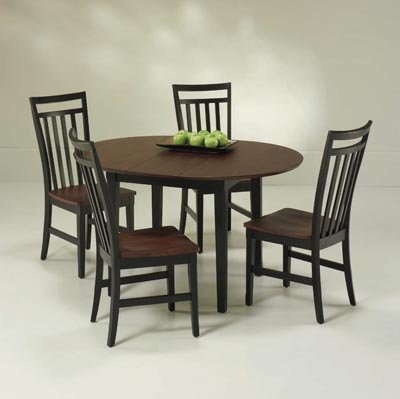 Kitchen: Black with Cherry Top Round Dining Table