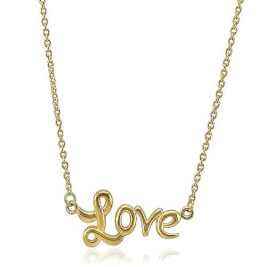 14K Gold Vermeil LOVE Sign Pendant Necklace - Ideal Gift For