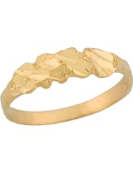14k Yellow Gold Petite Thin Band Nugget Unique Kids Ring