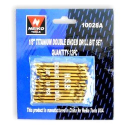 Neiko 12-pack 1/8-inch Double End Titanium Coated Drill Bits