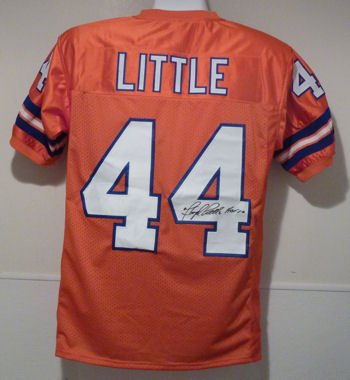 Floyd Little Autographed Denver Broncos Jersey w/HOF 10