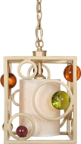 Van Teal 762950 Wheels of Time 1-Light Mini-Pendant, Autumn Wood Silver and Berry, Tangy, Honey Brown Accents with Shell Fabric Shade