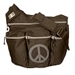 Diaper Dude Black with Peace Sign Designer Diaper Bag for Dad plus Free Stroller Strap