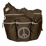 Diaper Dude Black with Peace Sign Designer Diaper Bag for Dad plus Free Stroller Strap