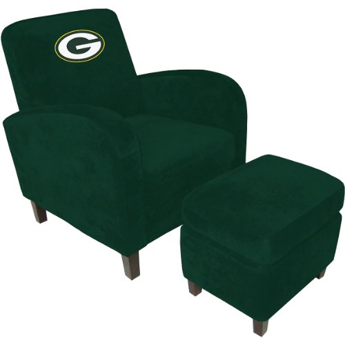 Baseline Green Bay Packers Den Chair with Ottoman