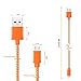 Micro USB Cable Bundle of 3 Durable 6.6ft/2m Nylon Braided Tangle-Free Cable Compatible for Samsung, HTC, Motorola, Nokia and More Smartphone (Orange)