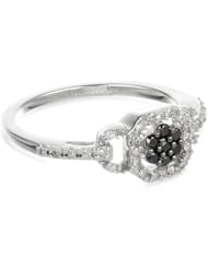 10k White Gold Black and White Diamond Ring (0.25 cttw, H-I Color, I2-I3 Clarity)