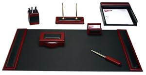 Rosewood & Leather 7Pc Desk Set w/Small Pad