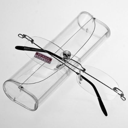 Ultra Light Compact Clear Vision Frameless Rimless Reading Glasses Magnifying Crystal Eyeglasses Elder Eyewear Reader + Carrying Case (+1.50)