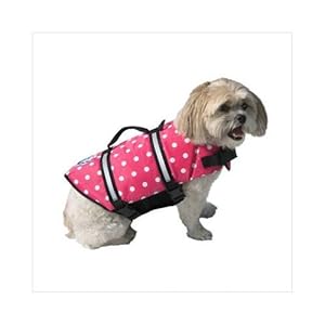 Paws Aboard Small Designer Doggy Life Jacket, Pink Polka Dot