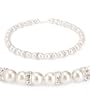 Genuine Swarovski Crystal Pearl Royal Necklace/Earring Set with All Around Rondelles- White - 8mm