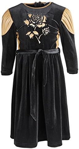 Roberta di Roma Big Girls Velour Nightgown or Playwear Dress with PU Leather - Black (Size 7)