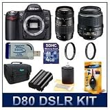 Nikon D80 DSLR Dual Lens (18-55 & 70-300) Ultimate Bundle