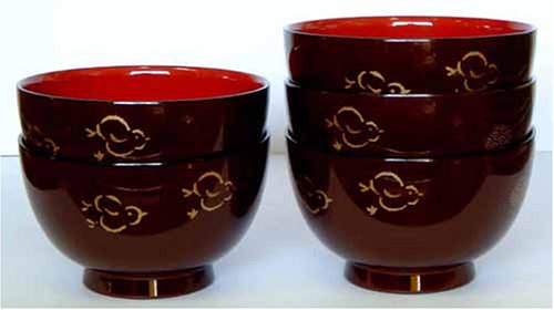 SANYOSHI みやび汁椀 溜 ちどり 5Pセット SY1072401