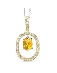Large Duo Oval Diamond Pendant In 18K Yellow Gold With A 1.00 ct. Genuine Yellow Sapphire Center Stone.