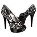 GUESS Women's Atensela Platform Pump,Black Fabric/Patent,8.5 M US