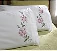 Bucilla Stamped Embroidery Pillowcase Pair 20"X30"-Dogwood Branch, Pack of 2