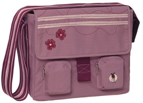 Lassig Fashion Messenger Eco-Friendly Diaper Bag, Flower Stripe Pink