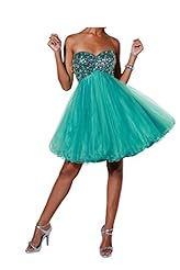 Strapless 2015 Organza/Tulle Beaded Lace-Up Cocktail Empire Natural   Waistline Homecoming Dress 