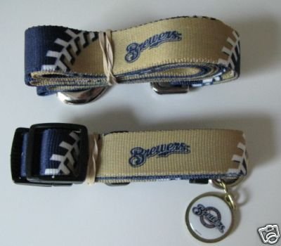 Milwaukee Brewers Dog Pet Set Leash Collar ID Tag XS
