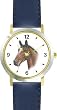 Brown (Bay) - JP - Horse - WATCHBUDDY&reg; DELUXE TWO-TONE THEME WATCH - Arabic Numbers - Blue Leather Strap-Children's Size-Small ( Boy's Size & Girl's Size )