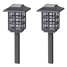 Malibu Outdoor One-Light Solar-Powered Mission Lights, Black, 2-Pack #LZ603-2