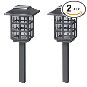 Malibu Outdoor One-Light Solar-Powered Mission Lights, Black, 2 Pack #LZ603-2