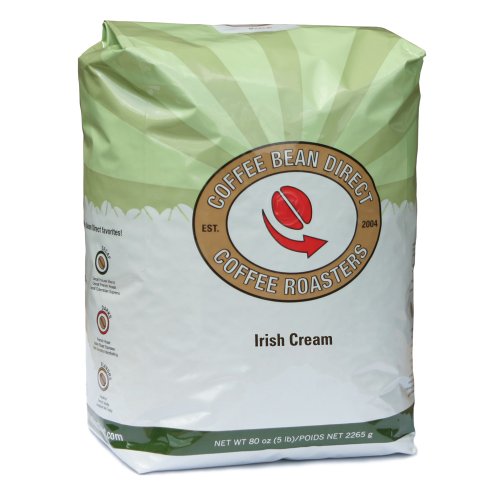 Coffee Bean Direct Irish Cream Flavored, Whole Bean Coffee, 5-Pound Bag