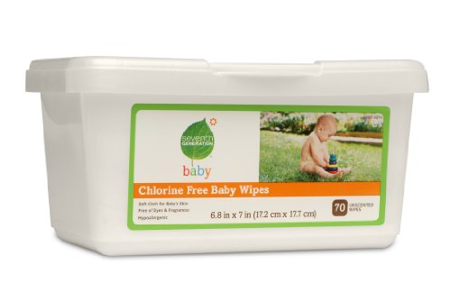 Seventh Generation Baby Wipes, Chlorine Free and Unscented, 70-Count Packages (Pack of 12) (840 Wipes) [Amazon Frustration-Free Packaging]