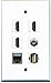 RiteAV - 3 HDMI 1 Port Coax Cable TV- F-Type 1 Port USB A-A 1 Port Shielded Cat6 Ethernet Wall Plate