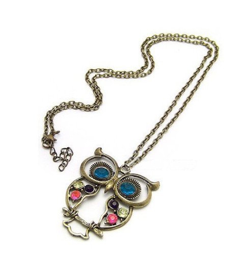Believe Beads © Rhinestone Hollow Out Owl Pendant 