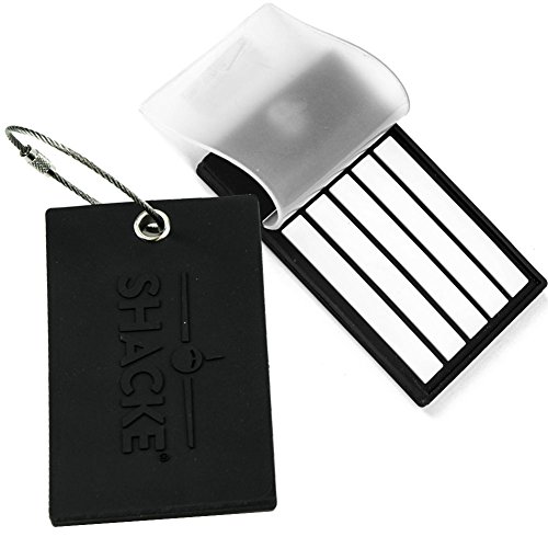 Shacke Luggage Tags with Semi Transparent Protective Cover w/ Steel Loops - Set of 2