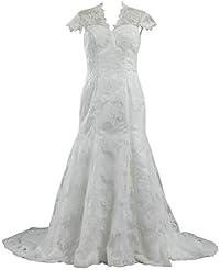 V-neck Mermaid Keyhole Lace Wedding Dress 