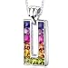 Sterling Silver 2.00 carats total weight Princess Cut Multi-Color Slider Pendant Necklace