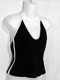 Ralph Lauren Soft Black & White Halter Tankini Swimsuit-top L