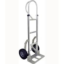 RWM Casters Aluminum Fixed Hand Truck with Dual Loop Handle, 10" Nylon Core/Rubber Wheels, Extruded Aluminum Nose Plate, 500 lbs Load Capacity, 18" Width x 9" Depth