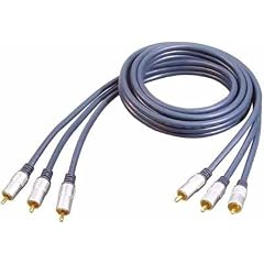 All4u BBV 12 Cinch-Kabel (3x Cinchstecker - 3x Cinchstecker, verchromter Vollmetallstecker) 5 m f�r RGB-Anwendung blau