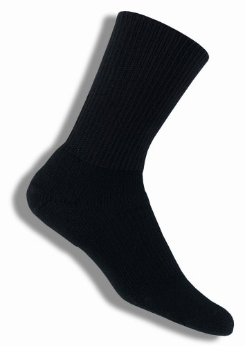 Thorlo Unisex Moderate Cushion Walking Crew Sock, Black, X-Large (shoe size-Men's 13-15)