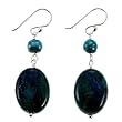 Handmade Green Pearl & African Turquoise Dangle Earrings With Sterling Silver