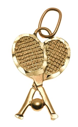 Buy 14k Yellow Gold Double Tennis Racquet Charm by Amazon.com Collection