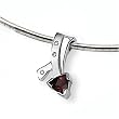Garnet and Diamond Sterling Silver Slide on 16" Cubetto 3mm Chain