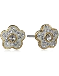 Molly Glitz Girls 14K Gold Plated Enamel, Crystal Flower Stud Earrings