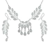 Moonstone jewelry set, 'Falling Leaves' 1.4 W 15.8 L
