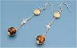 Fashion Earrings with Clear and Amber CZ - 48MM