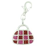 Pink Checked Purse Charm