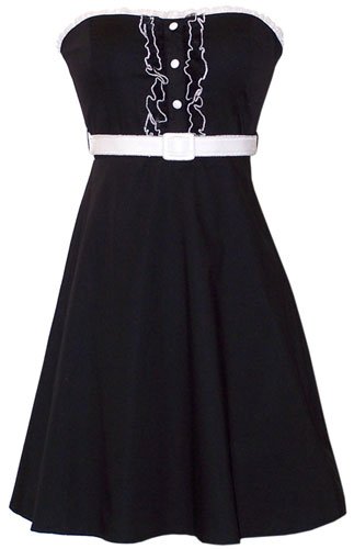 50's Rockabilly Tux Ruffle Sundress Holiday Dress JR Plus Size